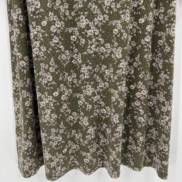 Garnet Hill Seamed Knit Trapeze Dress Olive Dot Floral 3/4 Sleeves Size Small - Picture 7 of 10